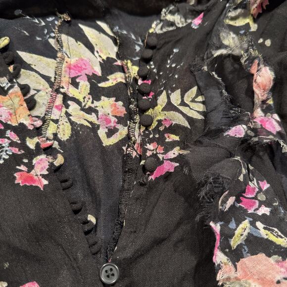 Free People Jumpsuit Floral Boho Whimsigoth Cottage Fairy Grunge Black Medium - Picture 4 of 10
